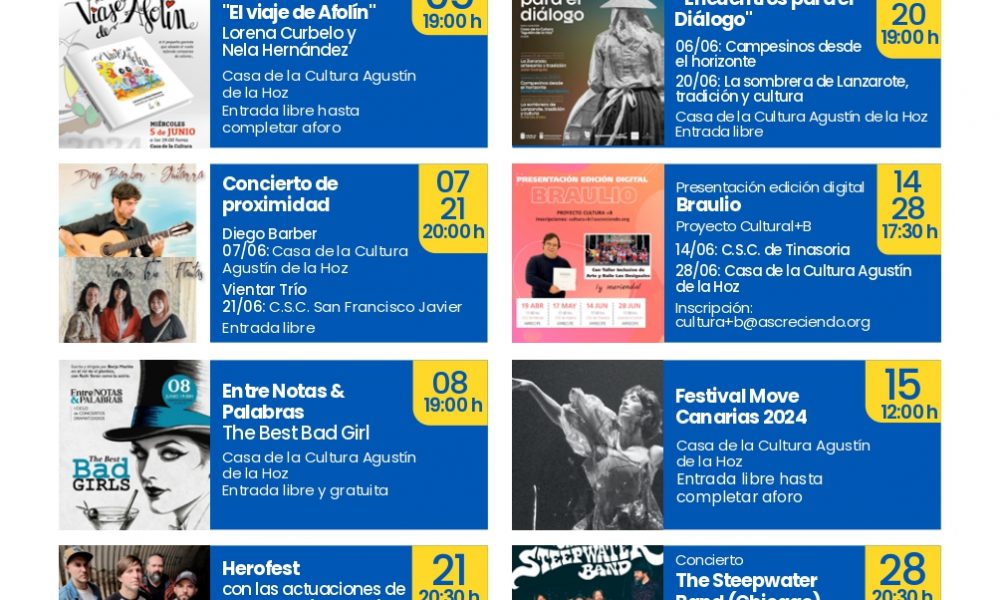 Agenda junio 2024. Cultura Arrecife