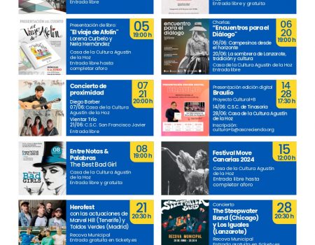 Agenda junio 2024. Cultura Arrecife