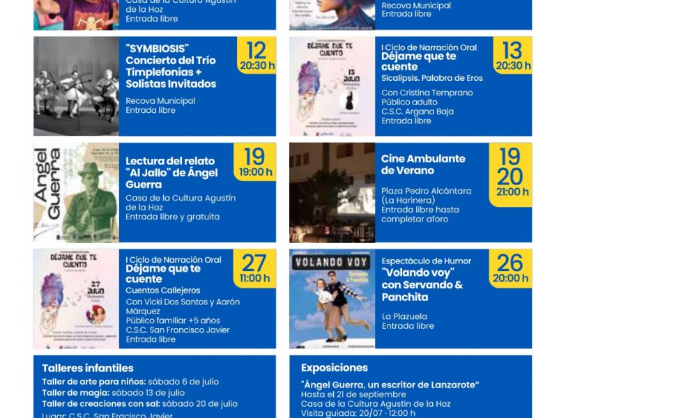Agenda Cultural de Arrecife - Julio 2024