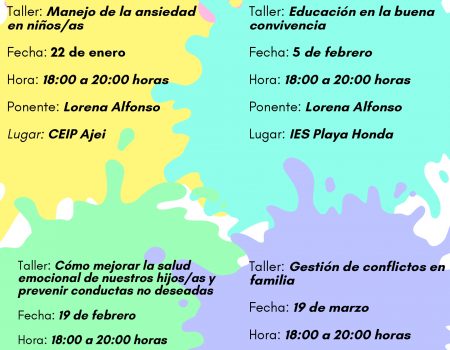 Talleres gratuitos en San Bartolomé "Educar en Familia"