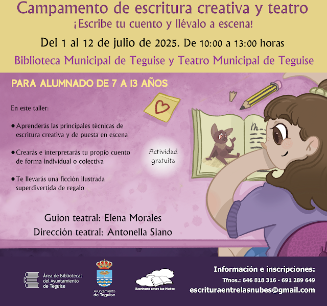 Campamento gratuito de escritura y teatro en Teguise