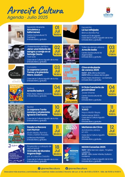 Agenda cultural de julio 2025 en Arrecife