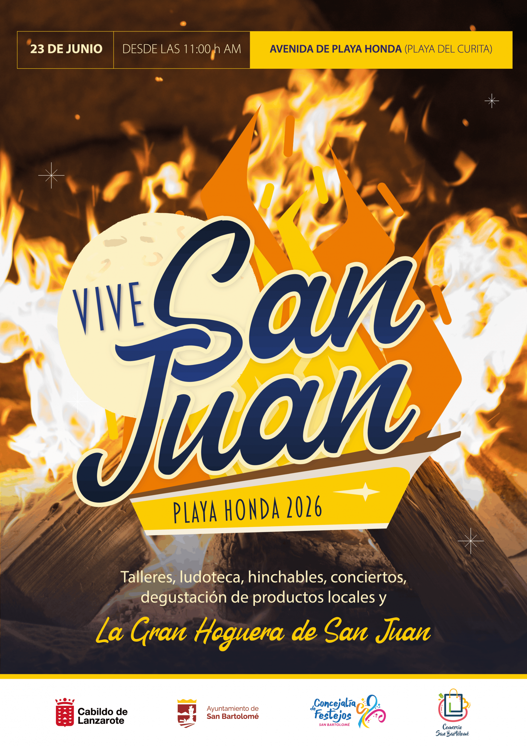 presentacion de la Noche de San Juan en la playa de Playa Honda, Lanzarote.