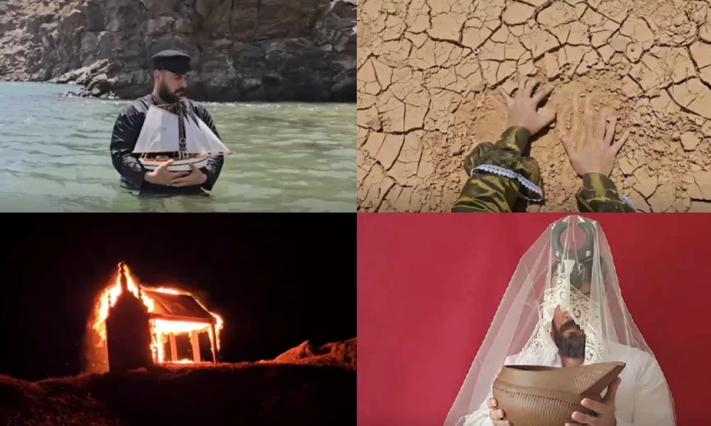 Detalle de la videoinstalación de Atchen Pounapal en la exposicion el almacen lanzarote 2026