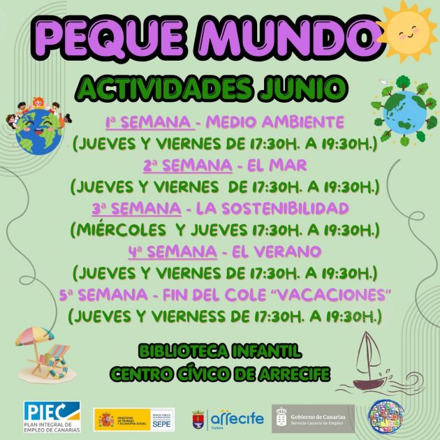 talleres y juegos del programa Peque Mundo en Arrecife, Lanzarote.