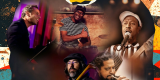 Músicos de la banda multicultural Afrocuband tocando instrumentos en directo.