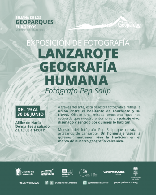 Cartel oficial de la exposición Lanzarote geografía humana 2026 del fotógrafo Pep Salip