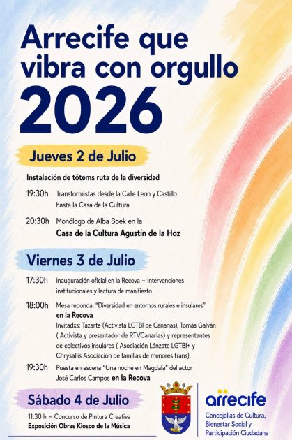 Público asistente al desfile de la Semana del Orgullo LGTBIQ+ en la calle Real de Arrecife.