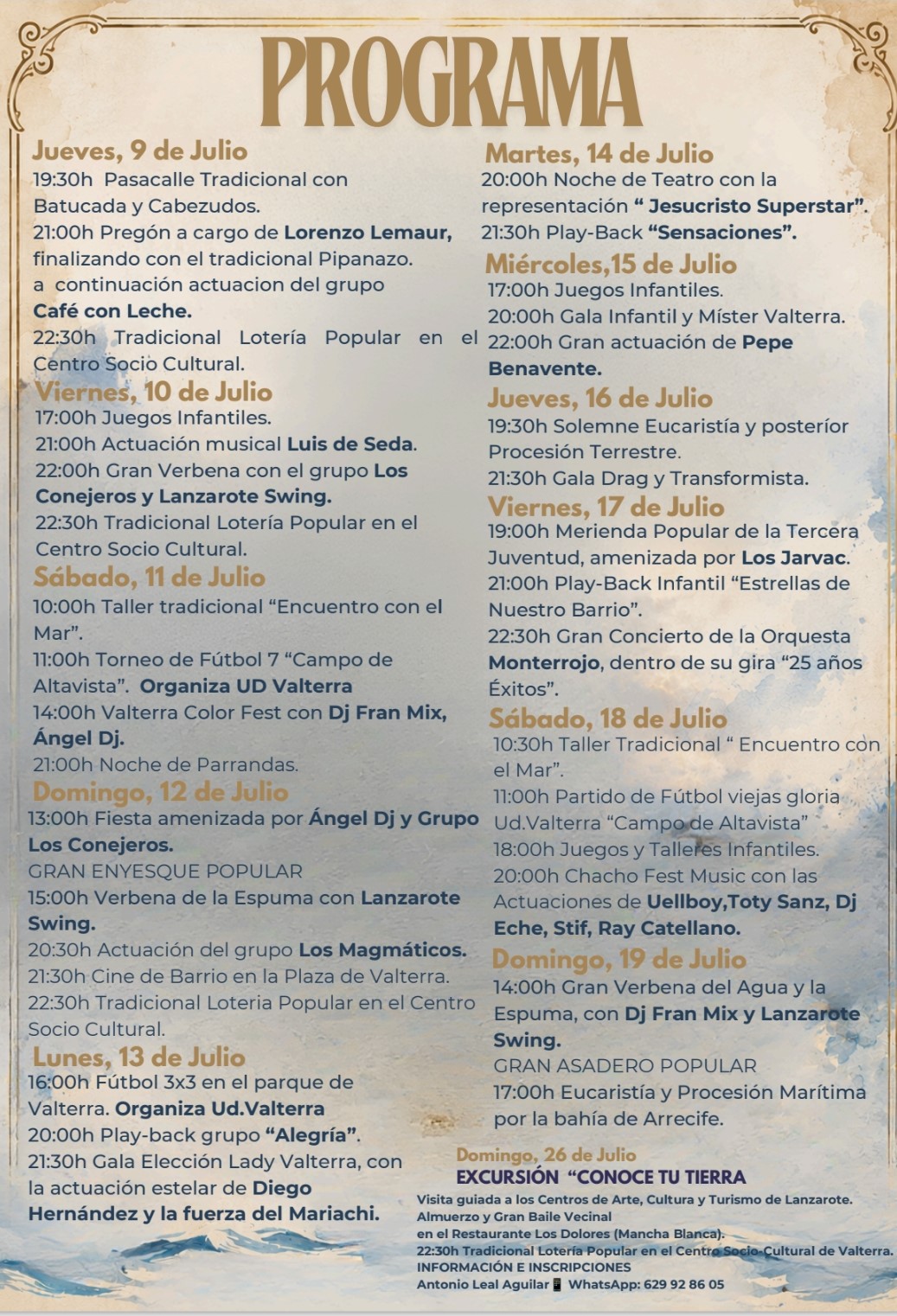 Las fiestas del barrio marinero de Valterra se celebran del 9 al 19 de julio de 2026. Foto: Ayuntamiento de Arrecife.