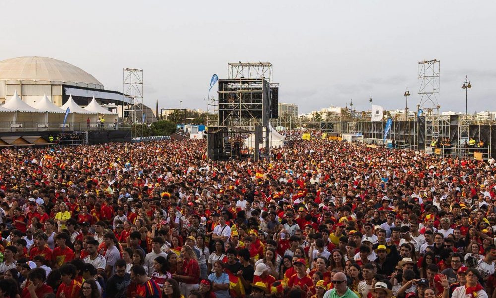 Celebración por el triunfo de España en el mundial en Arrecife