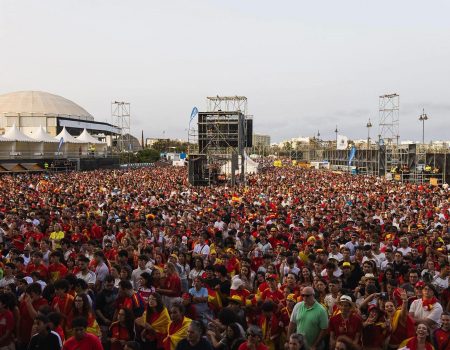 Celebración por el triunfo de España en el mundial en Arrecife