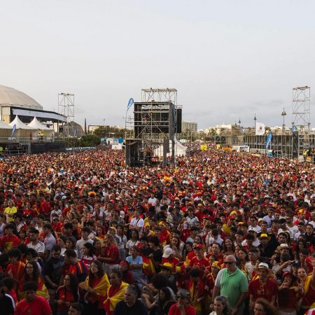Celebración por el triunfo de España en el mundial en Arrecife