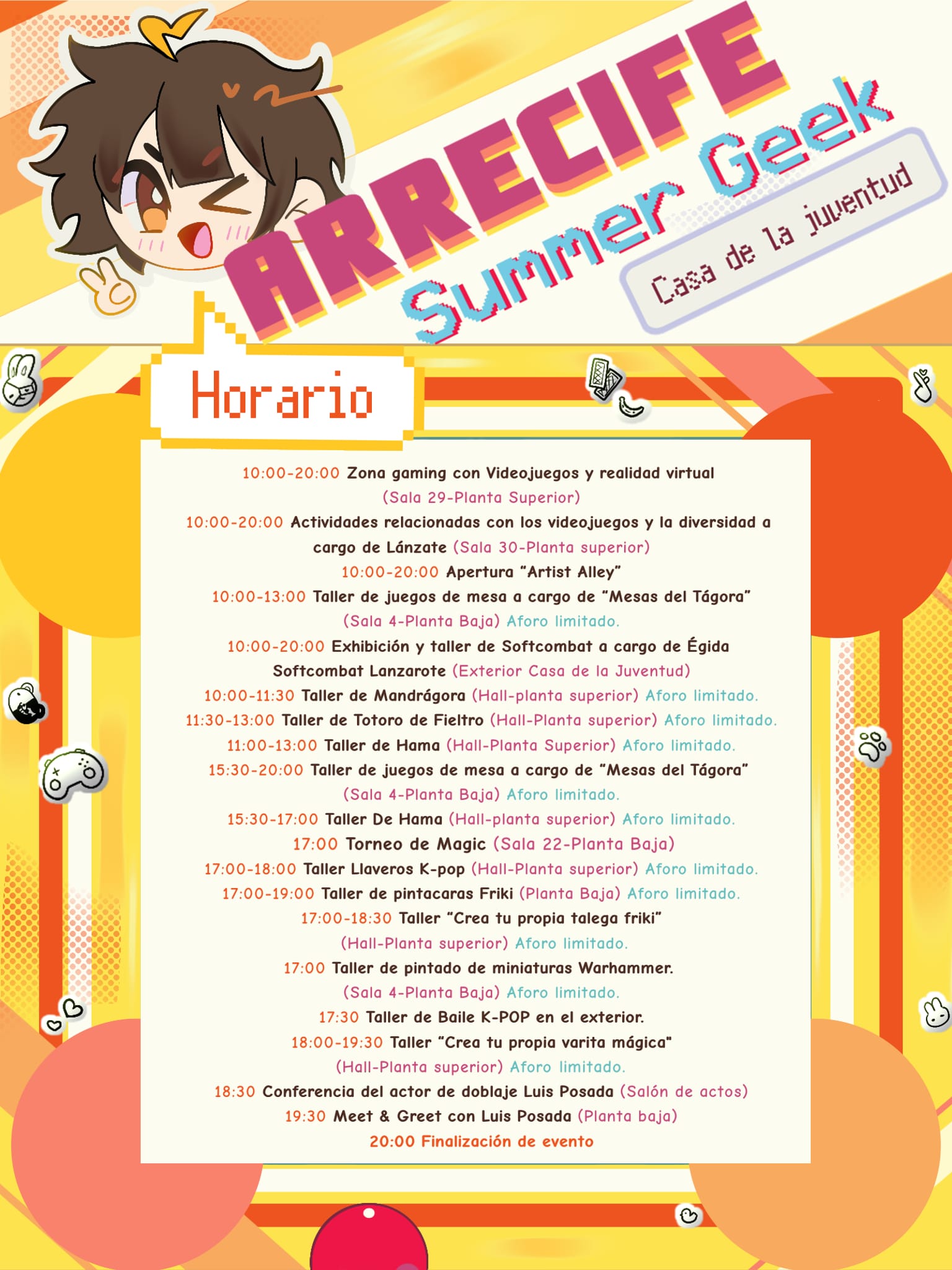 Cartel oficial del Arrecife Summer Geek por el Día de la Juventud