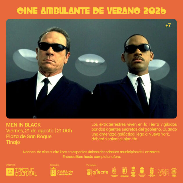 Cartel anunciando las películas de clausura del Cine Ambulante de Verano en Tinajo.