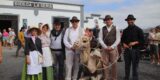 Los camellos Andrés y Aída transportando uva durante la vendimia tradicional en La Geria.