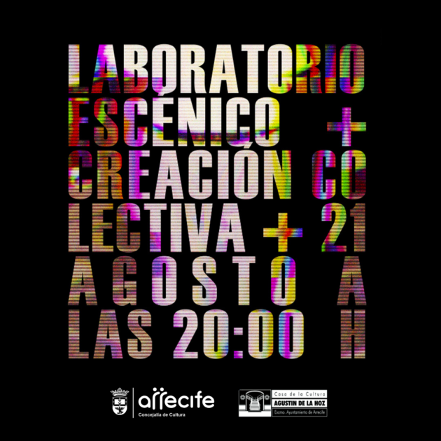 Cartel oficial de la performance escénica Identidad e Infancia en la Casa de la Cultura Agustín de la Hoz de Arrecife.