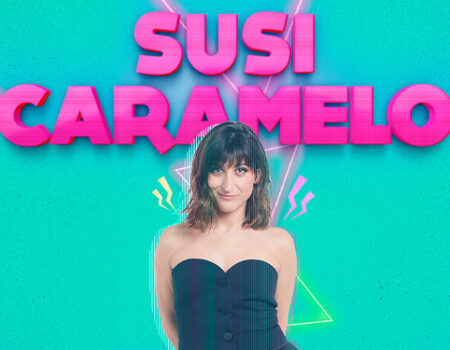 Cartel oficial del espectáculo de comedia de Susi Caramelo en Jameos del Agua.