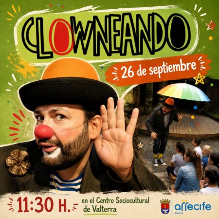 Cartel oficial de la obra Clowneando del Teatro Sabatea en Valterra.