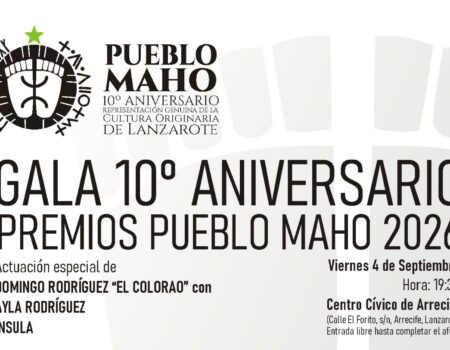 Cartel oficial del 10º Aniversario de Pueblo Maho y entrega de premios en Arrecife.