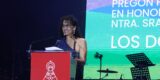 La doctora María Teresa Godoy leyendo el Pregón de Los Dolores 2026 en Tinajo.