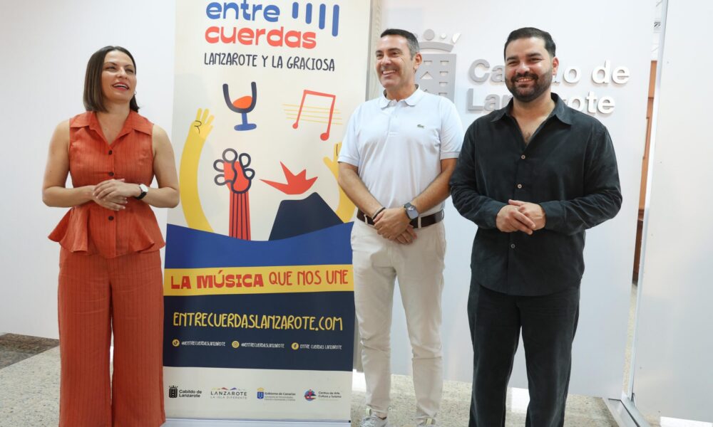 Presentación del proyecto Entre Cuerdas con Oswaldo Betancort, Migdalia Machín y Jesús Machín.