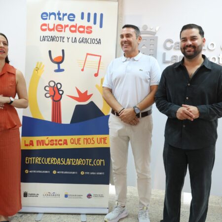 Presentación del proyecto Entre Cuerdas con Oswaldo Betancort, Migdalia Machín y Jesús Machín.