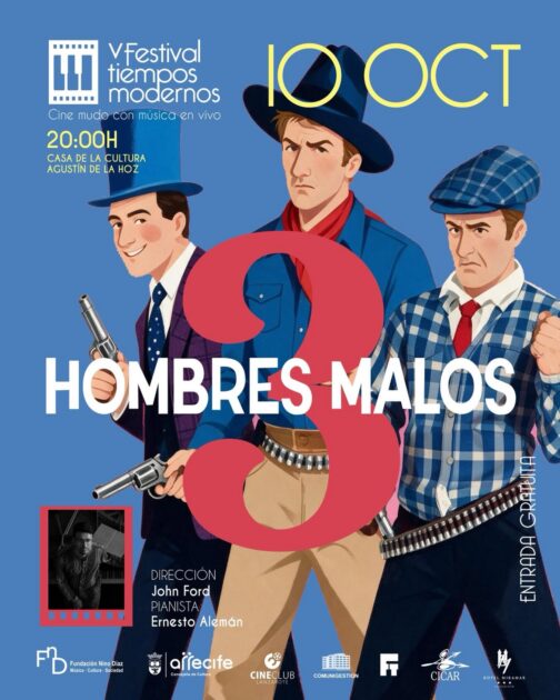 Proyección con piano del western Tres hombres malos Arrecife.