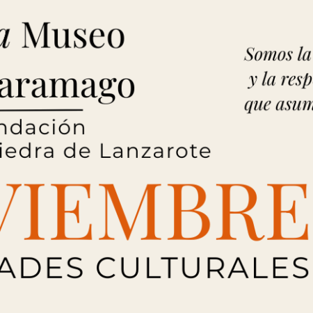Cartel de la programación cultural de noviembre en la Casa Museo José Saramago con actividades de literatura y novela criminal.