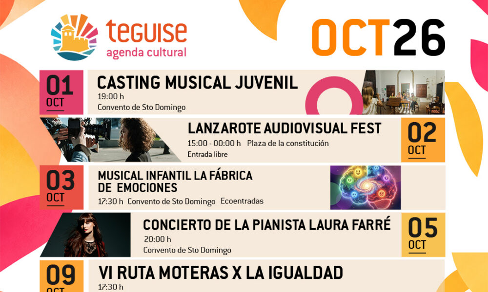 Eventos destacados de la agenda cultural de Teguise en octubre.