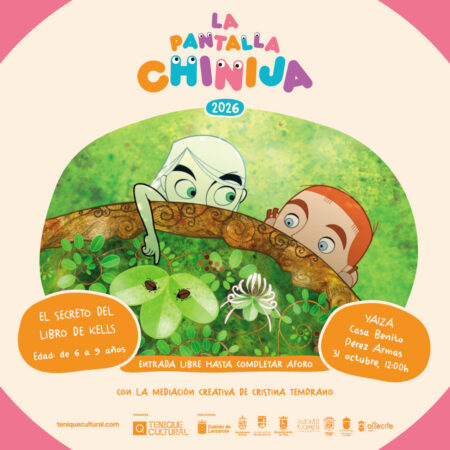 Cartel de la proyección de la película El secreto del libro de Kells dentro de La Pantalla Chinija.