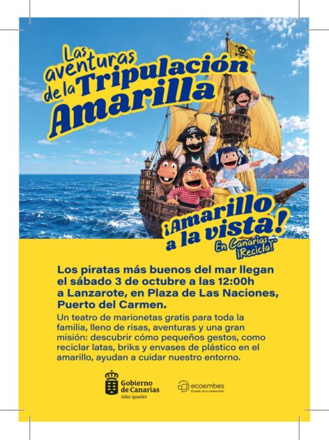 Monitores ambientales informando en la campaña de reciclaje en Lanzarote.