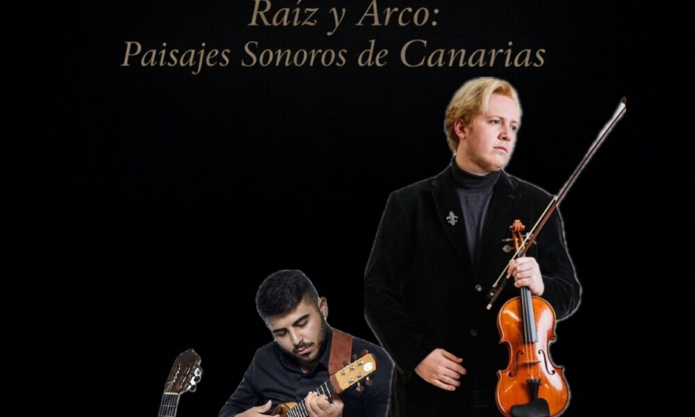 Actuación y concierto del dúo Fraute en Arrecife fusionando música de cámara y folclore canario.