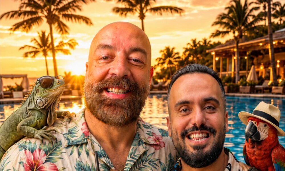 Cartel del espectáculo Todo Incluido de Kike Pérez y Goyo Jiménez en el Auditorio Jameos del Agua.