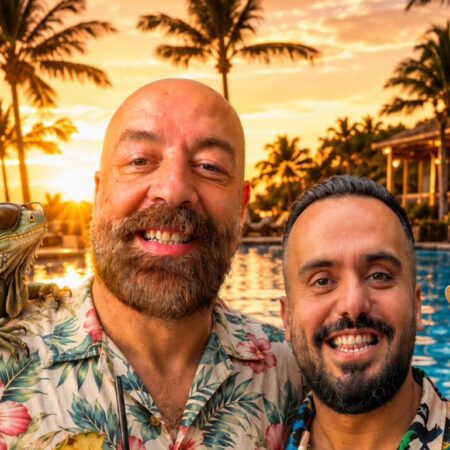 Cartel del espectáculo Todo Incluido de Kike Pérez y Goyo Jiménez en el Auditorio Jameos del Agua.