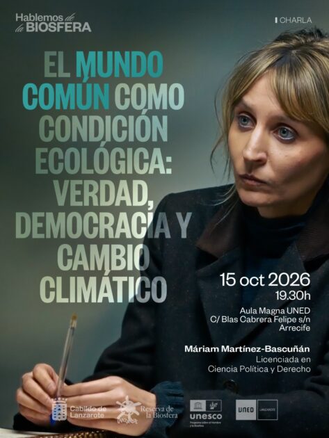 La politóloga Máriam Martínez-Bascuñán participando en el ciclo Hablemos de la Biosfera.