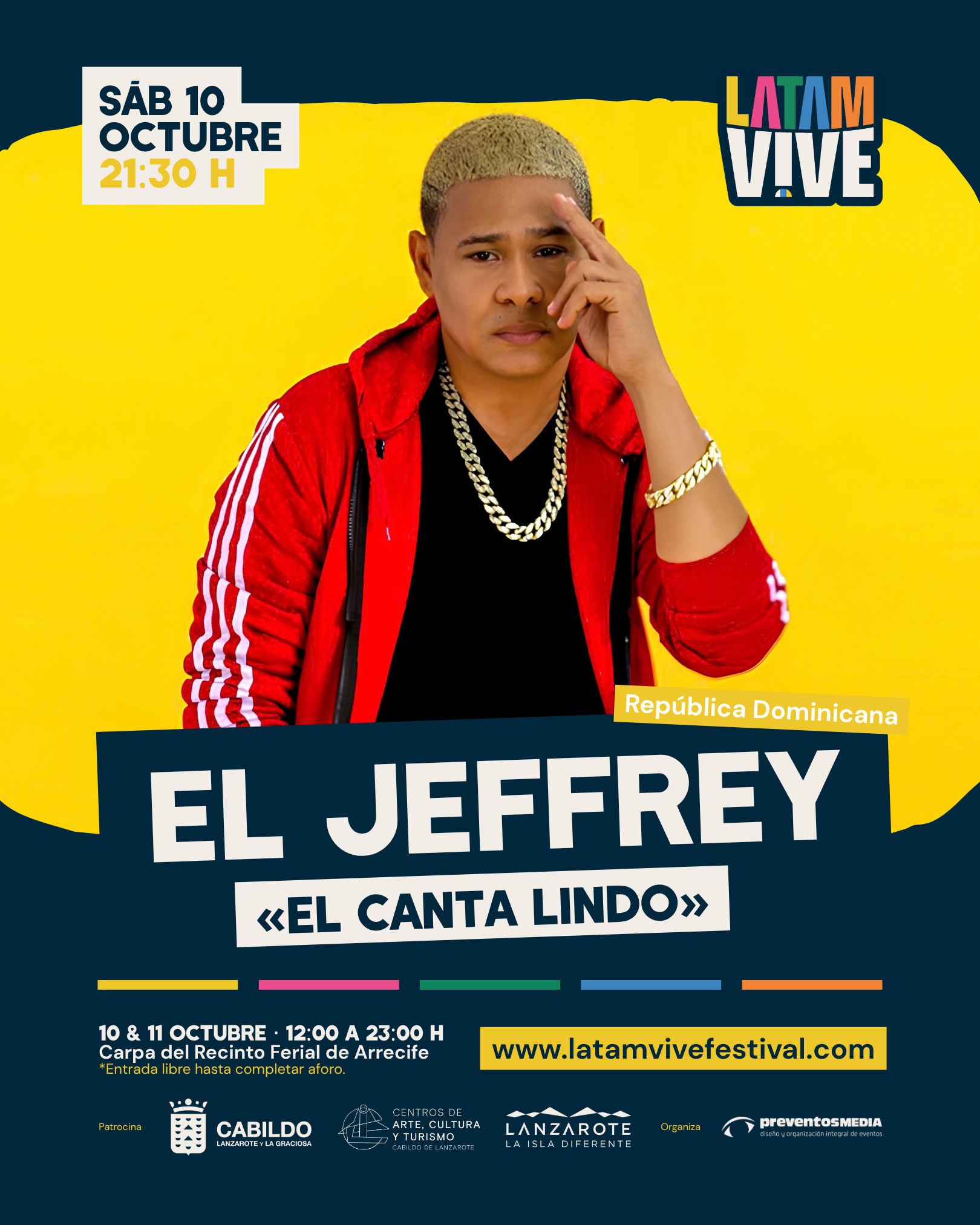 El cantante dominicano durante la visita de El Jeffrey en Lanzarote.