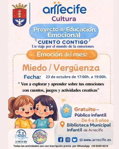 Cartel oficial del proyecto infantil Cuento Contigo en Arrecife.