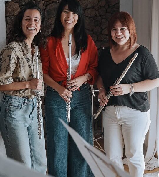 Las instrumentistas durante su concierto de Vientar Trío en Arrecife.