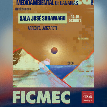 Cartel promocional anunciando las proyecciones del festival FICMEC en Lanzarote.