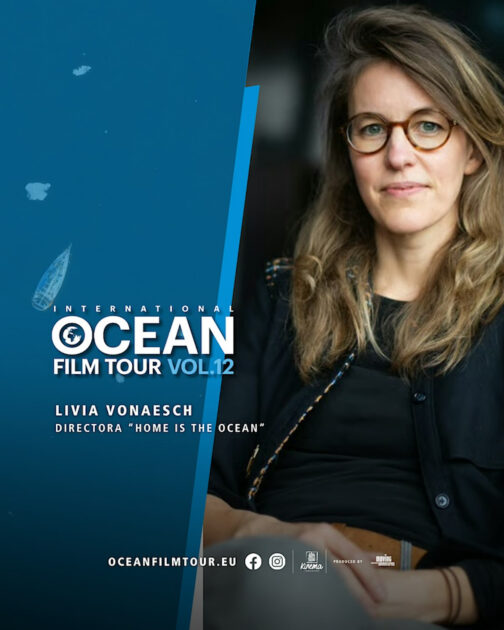 La directora Livia Vonaesch participando en el Ocean Film Tour 12 en Lanzarote.